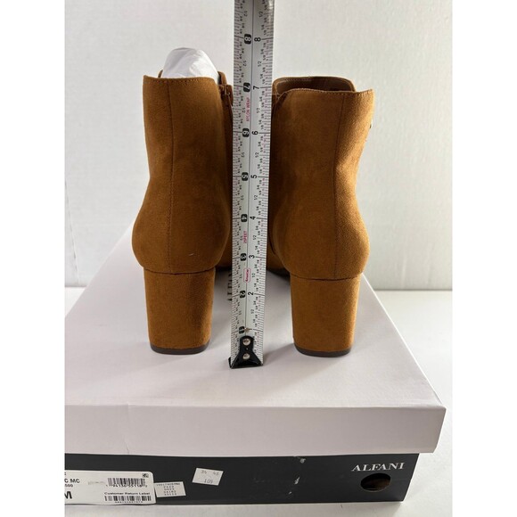 Alfani Women Paam Sculpted Heel Ankle Booties Cognac Brown Faux Suede Size 8M - Picture 3 of 5